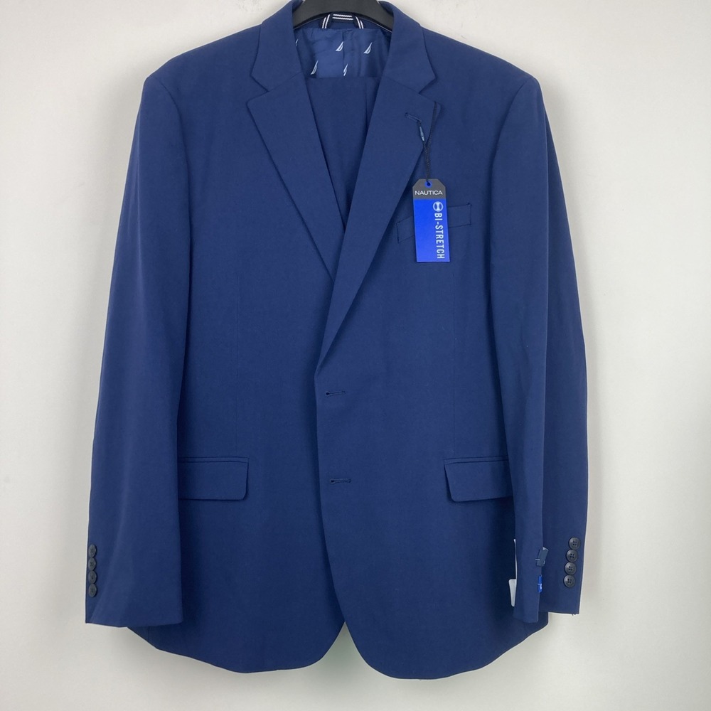 Nautica Men's 2-pc Suit Jacket Blazer 40R Solid Blue Pants 34W 32L - Picture 6 of 13